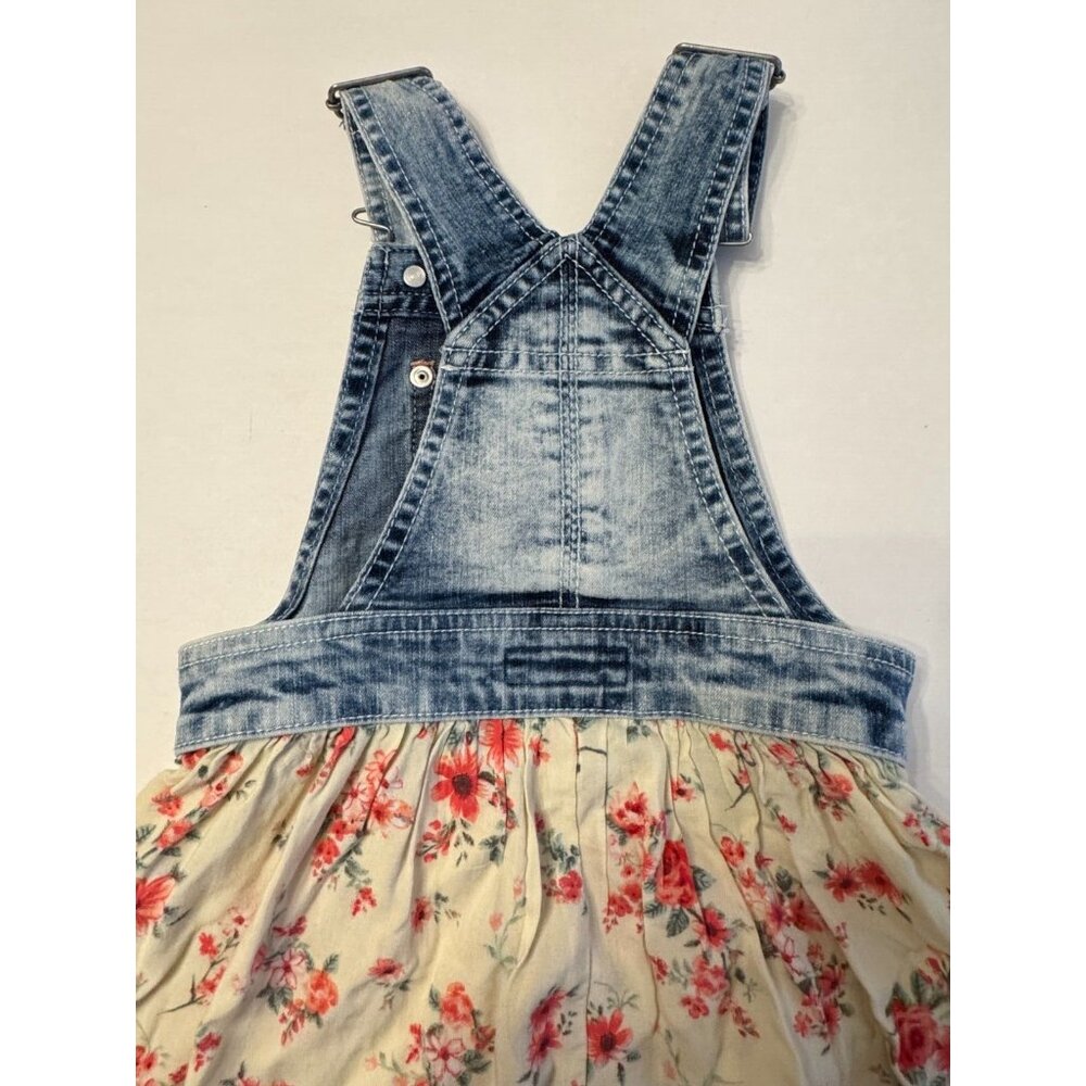 Jordache Acid Wash Denim Floral Jumper Lace Pink Flowers Vintage Size 4 5 XS - Picture 9 of 11